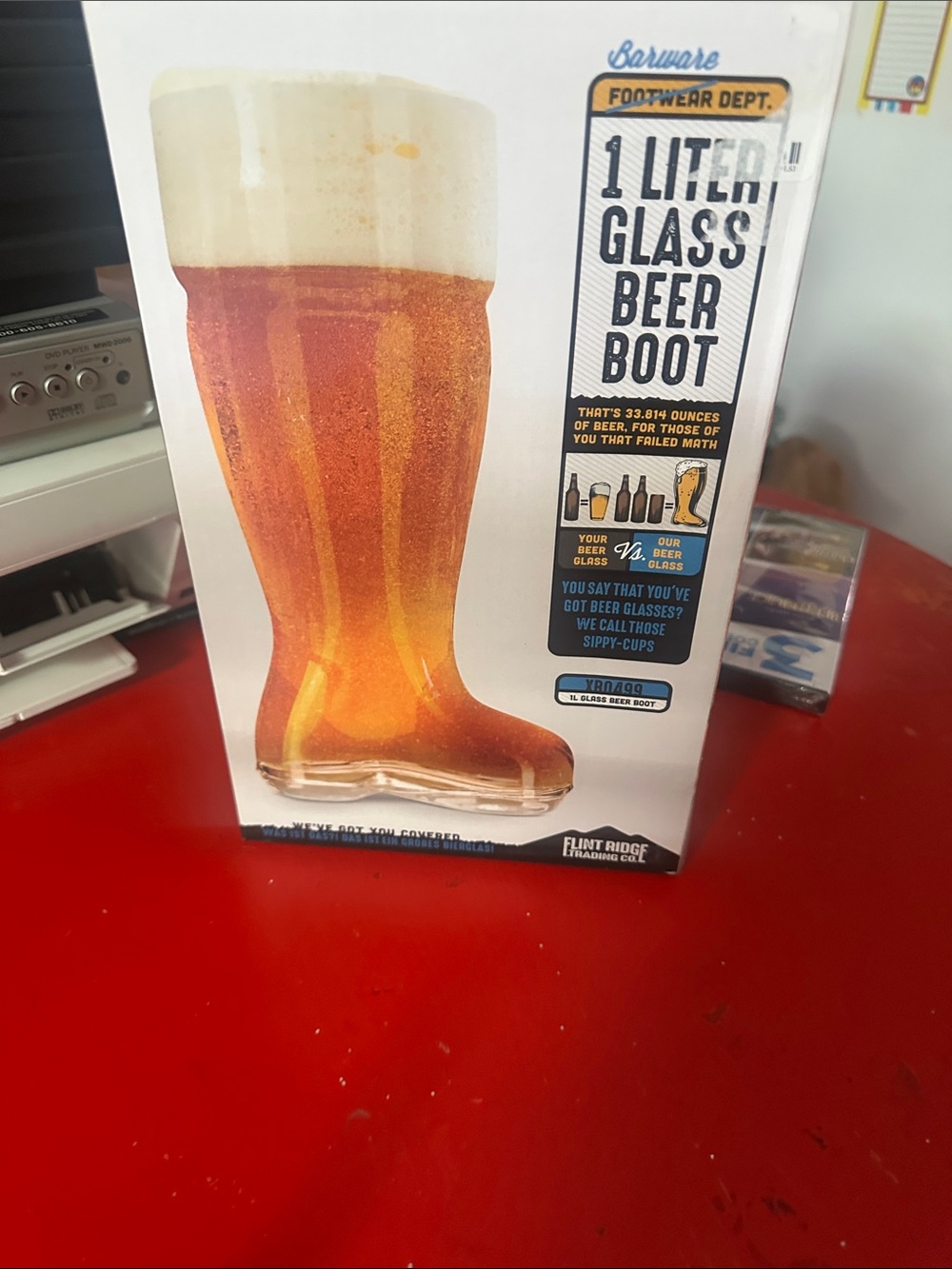 1 Liter Beer Boot Glass - Amber Glitter